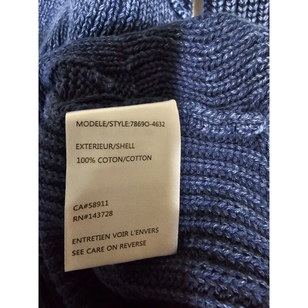 Tribal Jeans Blue 100% Cotton Cable Knit Button Front Cardigan Sweater L